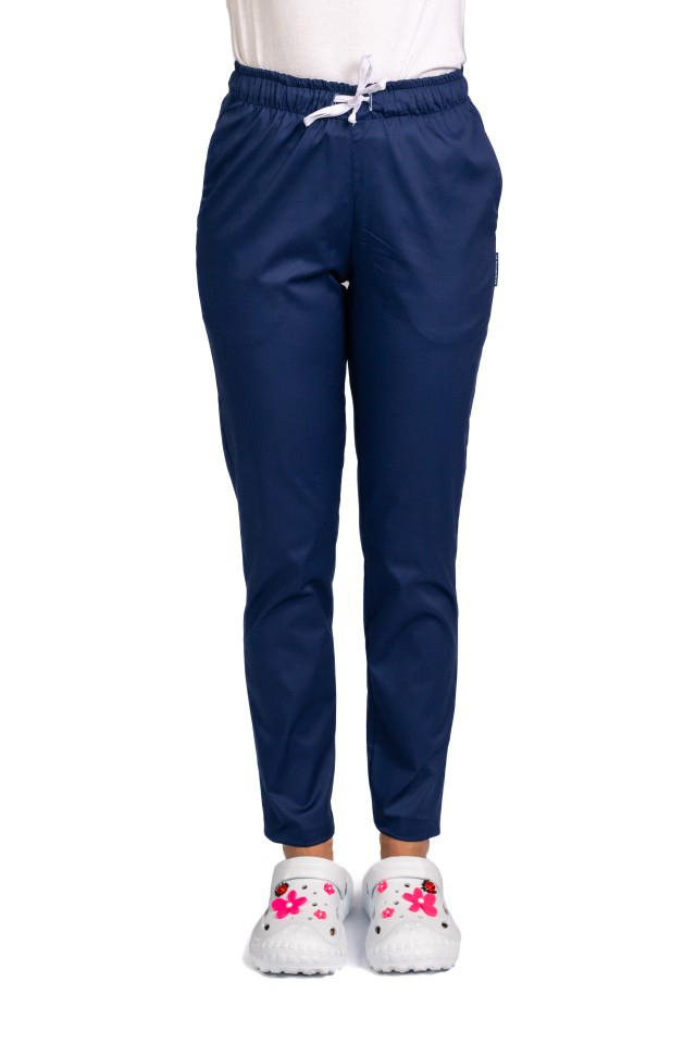 Pantaloni de lucru bleumarin cu elastic si doua buzunare laterale