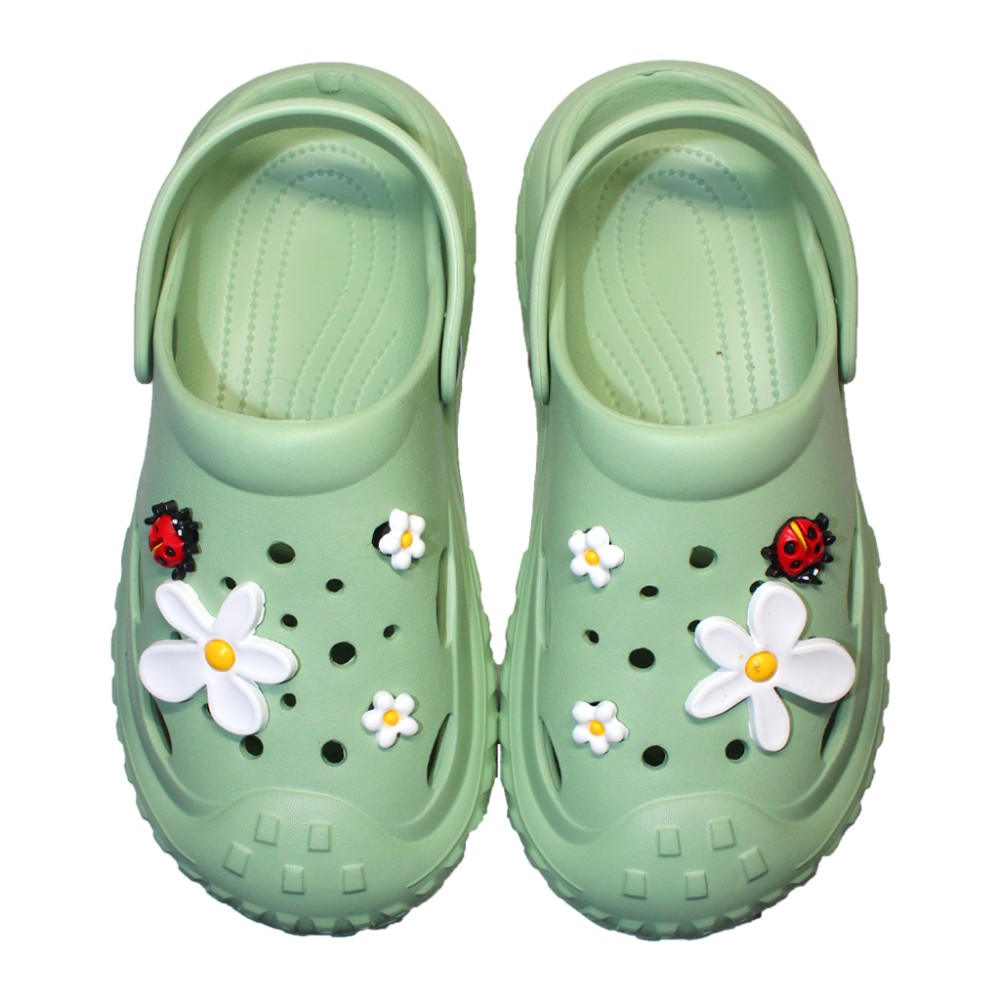 Incaltaminte de lucru Olive pentru femei - Clogs cu detalii aplicate