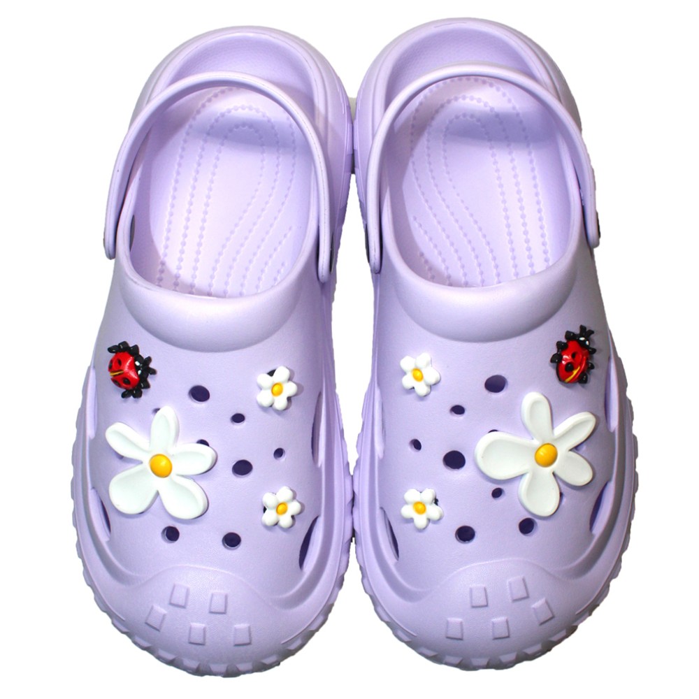 Incaltaminte de lucru Lila pentru femei - Clogs cu detalii aplicate