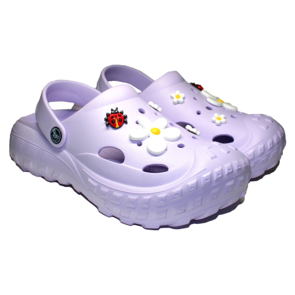 Incaltaminte de lucru Lila pentru femei - Clogs cu detalii aplicate