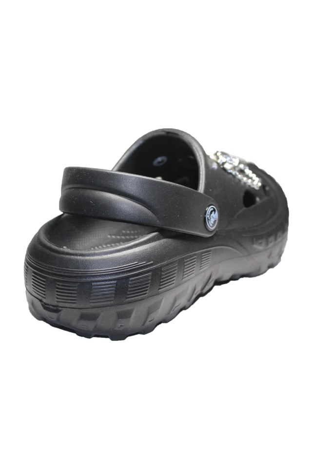 Incaltaminte de lucru negri pentru femei - Clogs cu detalii aplicate