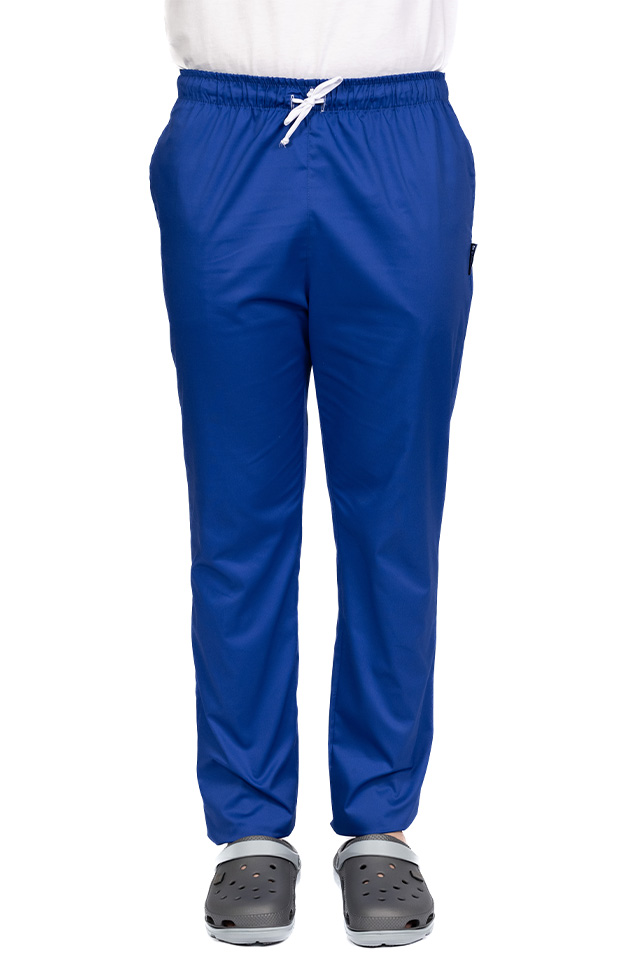 Pantaloni de lucru barbati albastru cu snur si elastic, doua buzunare laterale