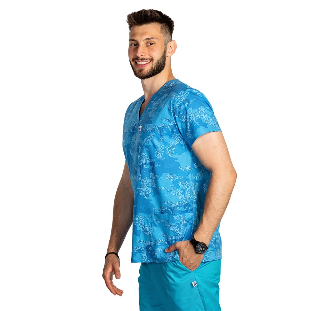 Costume de lucru pentru gradinite Blue Army, barbati, format din bluza si pantaloni cu elastic