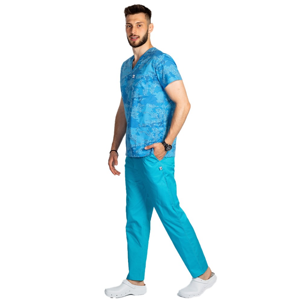 Costume de lucru pentru gradinite Blue Army, barbati, format din bluza si pantaloni cu elastic