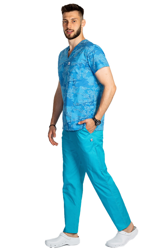 Costume de lucru pentru gradinite Blue Army, barbati, format din bluza si pantaloni cu elastic