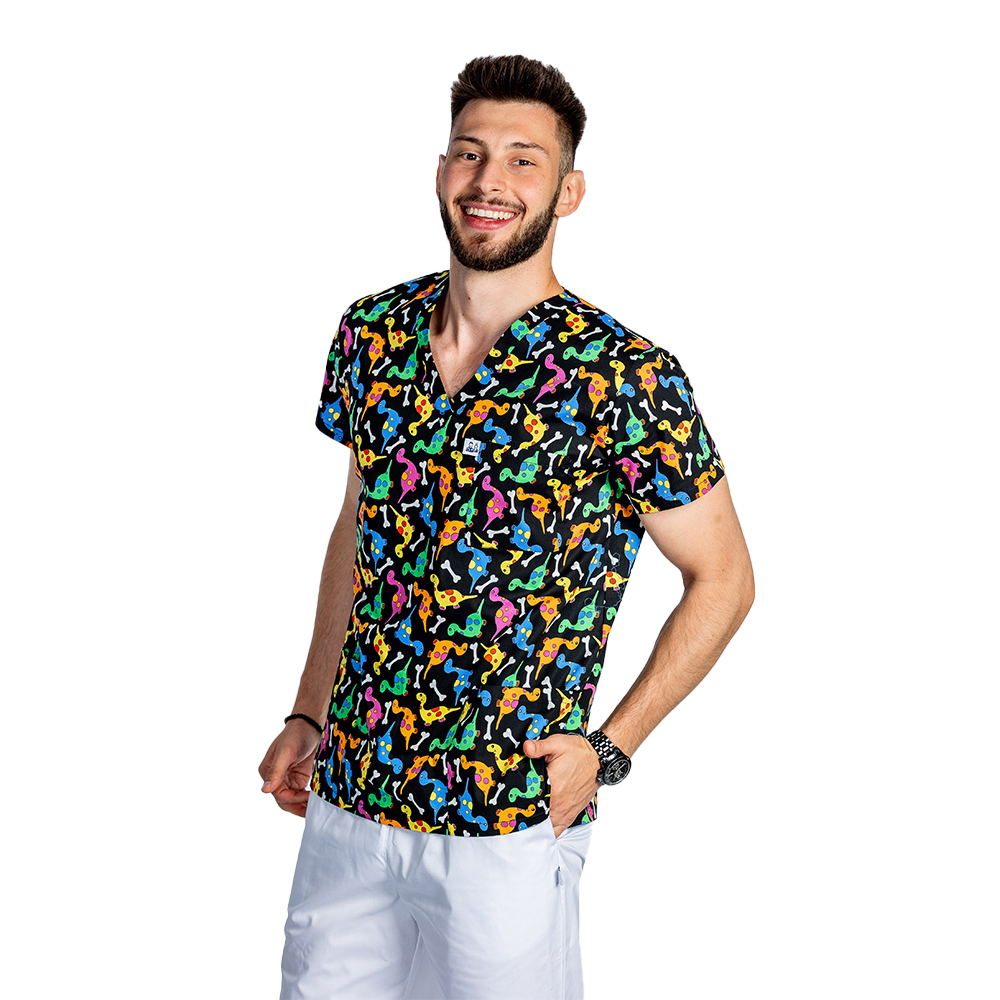 Costume de lucru pentru gradinite Dino, barbati, format din bluza si pantaloni cu elastic