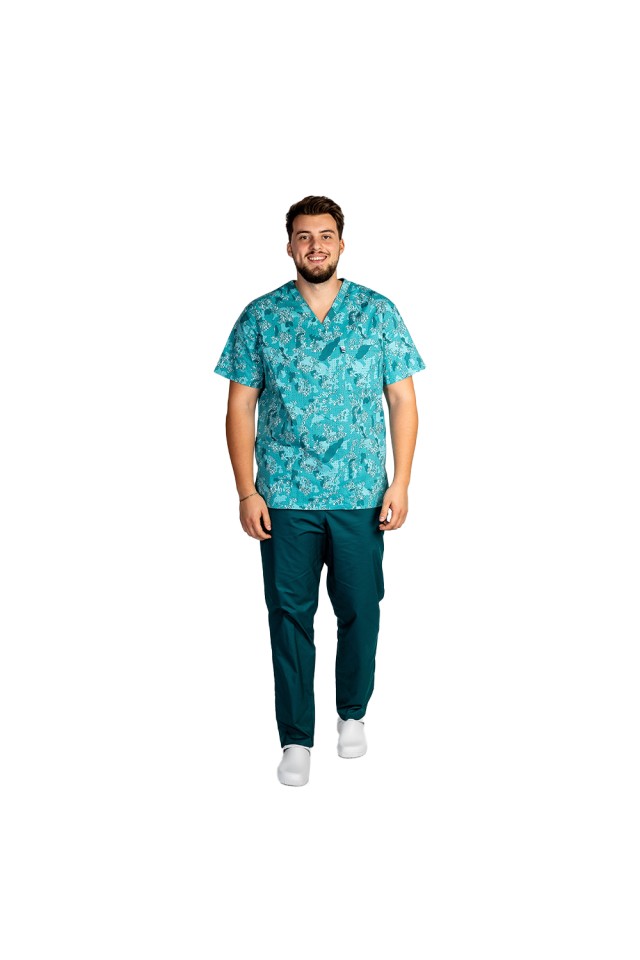 Costume de lucru pentru gradinite Green Army, barbati, format din bluza si pantaloni cu elastic