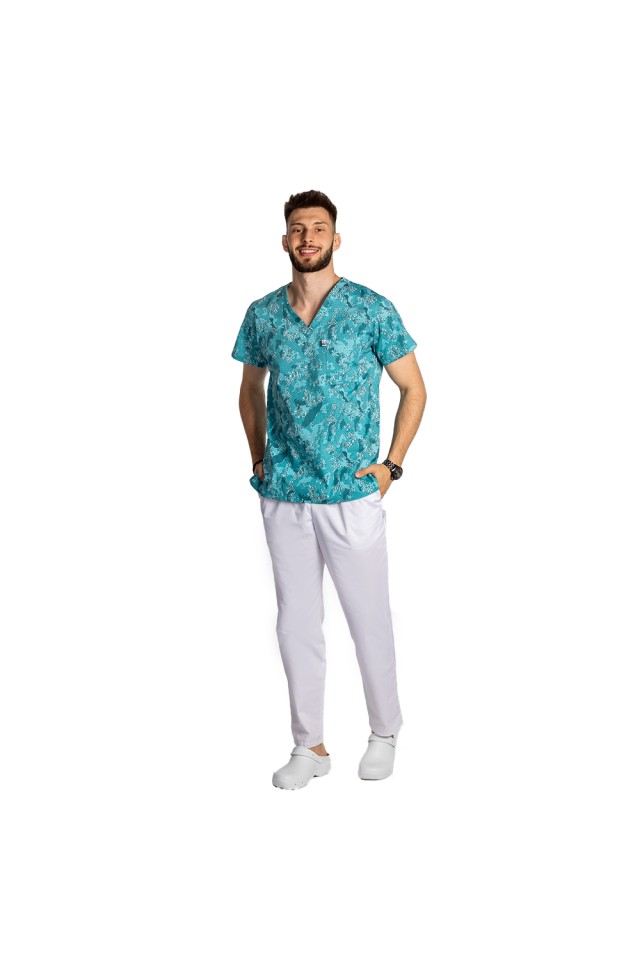 Costume de lucru pentru gradinite Green Army, barbati, format din bluza si pantaloni cu elastic