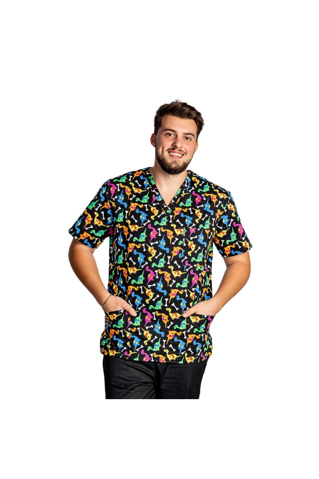 Costume de lucru pentru gradinite Dino, barbati, format din bluza si pantaloni cu elastic