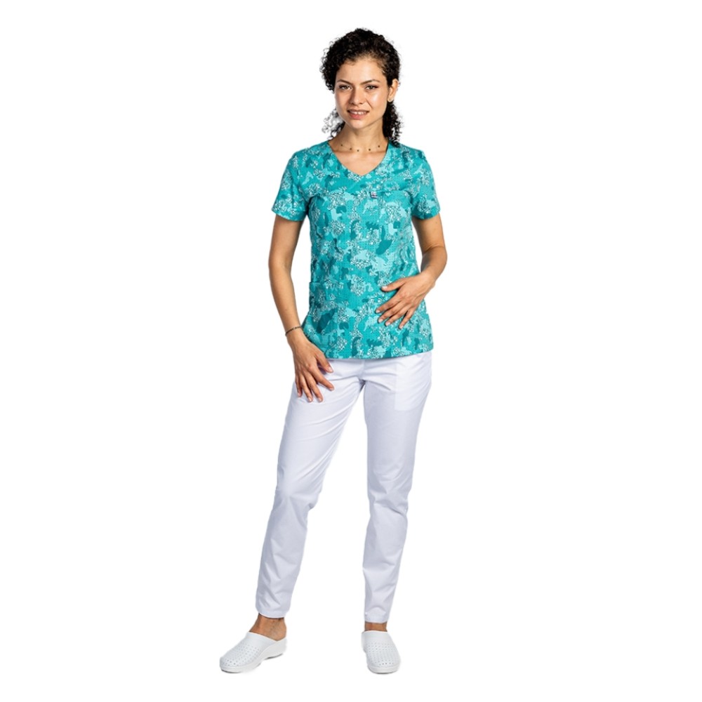 Costume de lucru pentru gradinite Green Army, cu bluza cu imprimeu  si pantaloni cu elastic