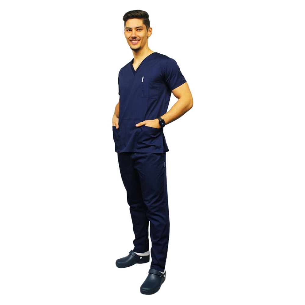 Uniforma de lucru barbati bleumarin cu pantaloni cu snur si elastic in talie