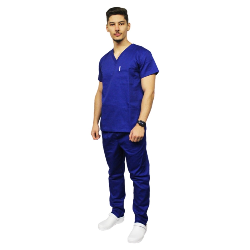 Uniforma de lucru barbati albastru cu pantaloni cu snur si elastic in talie