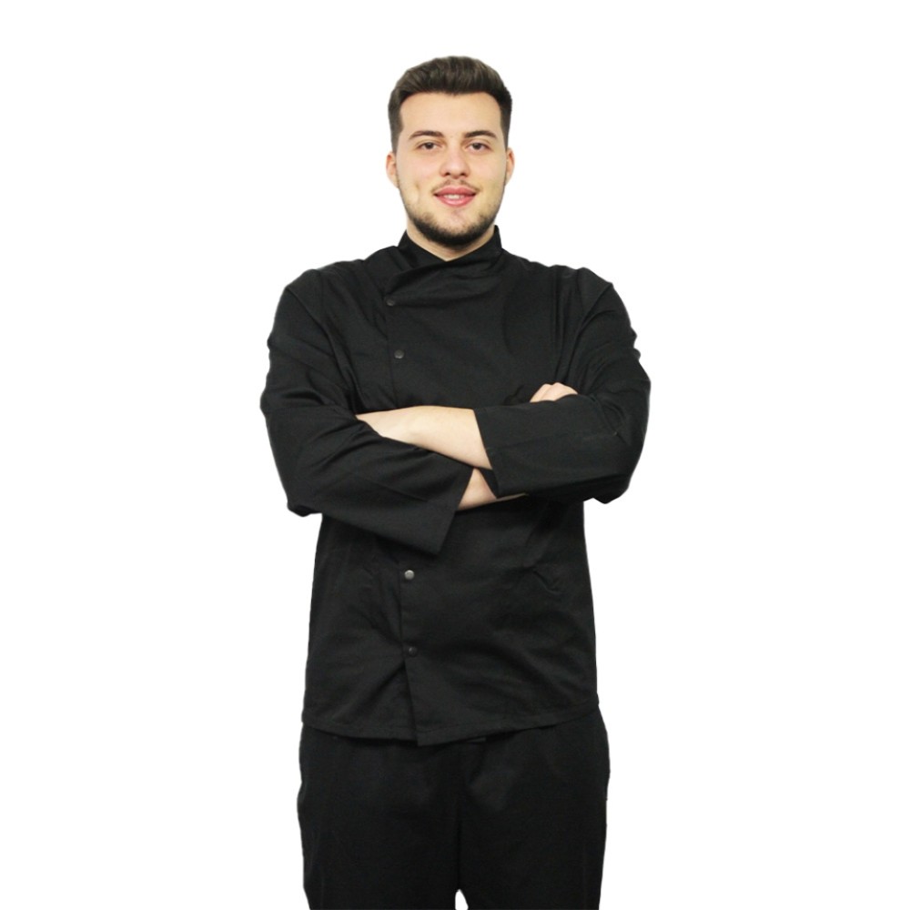Tunica bucatar neagra cu capse si maneca lunga