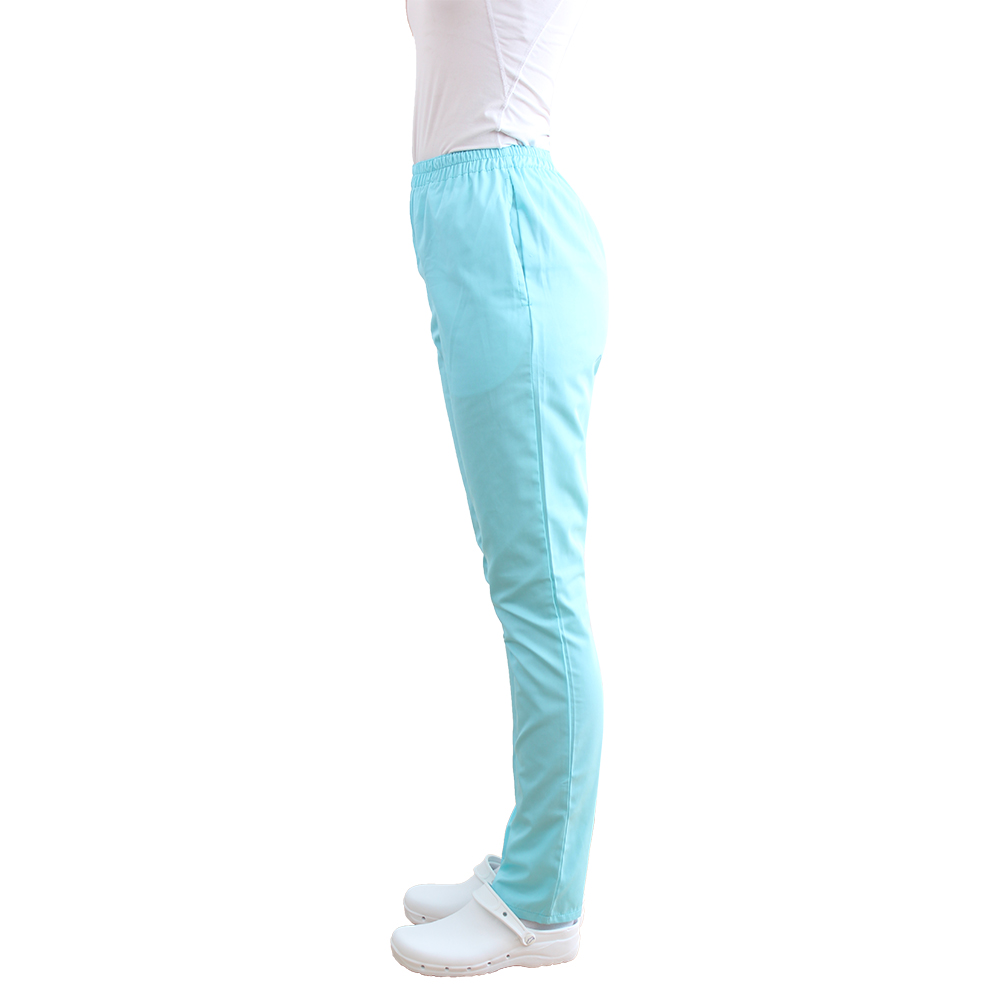 Pantaloni de lucru cu elastan dama menta cu snur si elastic, doua buzunare laterale