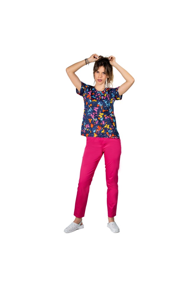 Costume de lucru pentru gradinite butterfly, cu bluza cu imprimeu  si pantaloni cu elastic
