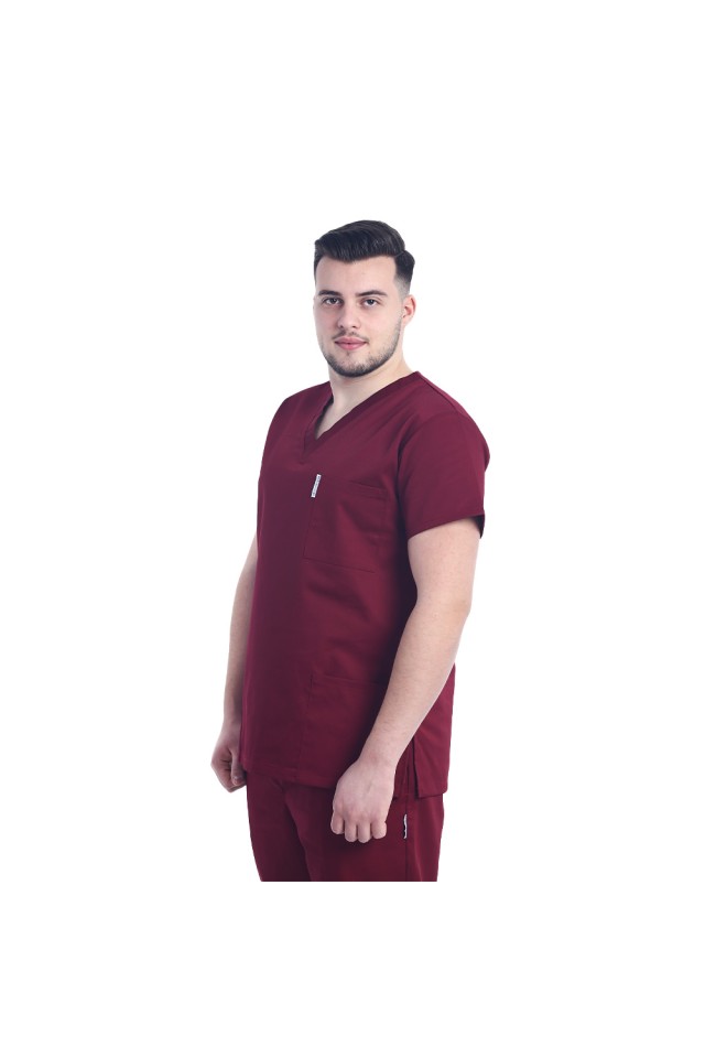 Uniforma de lucru barbati grena cu pantaloni cu snur si elastic in talie