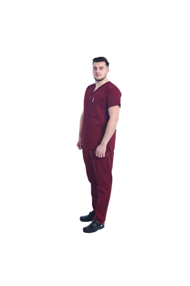 Uniforma de lucru barbati grena cu pantaloni cu snur si elastic in talie
