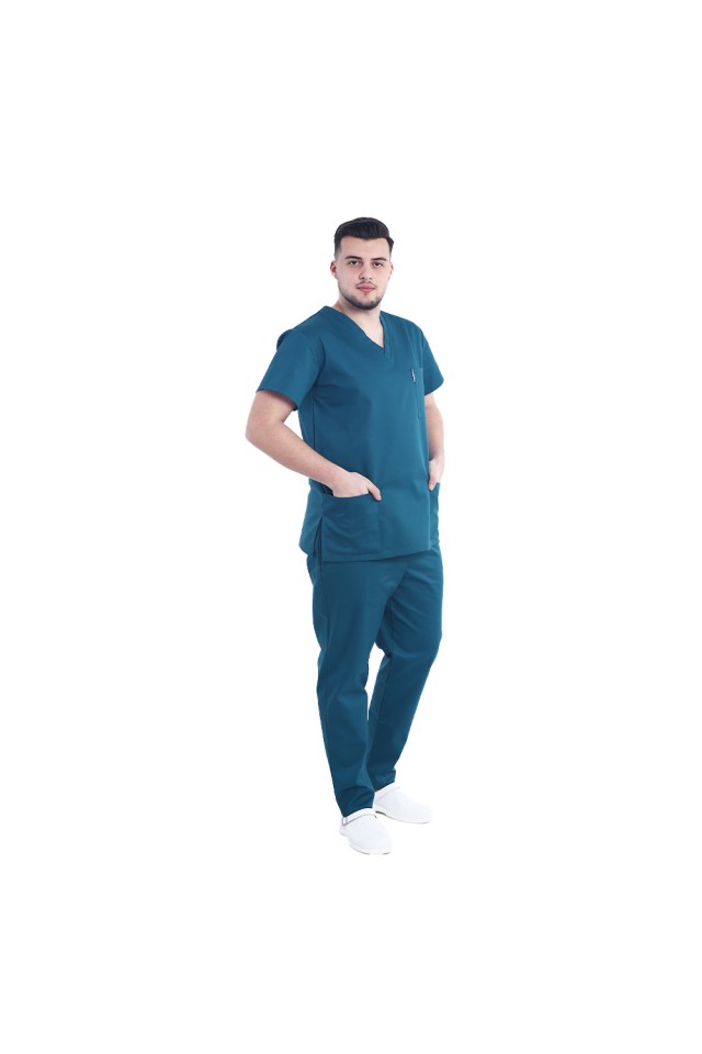 Uniforma de lucru barbati verde tuborg cu pantaloni cu snur si elastic in talie