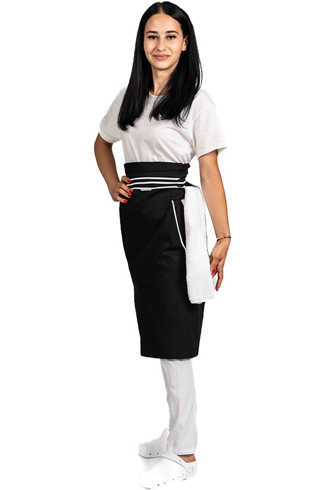 Sort de bucatarie Professional, Negru cu snur alb