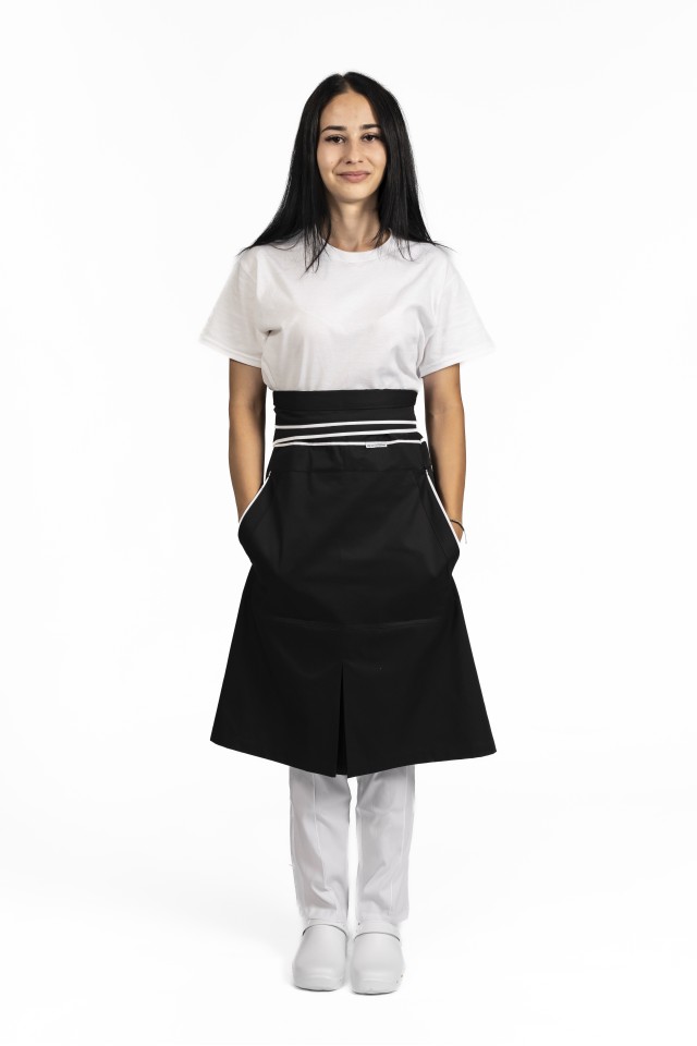 Sort de bucatarie Professional, Negru cu snur alb