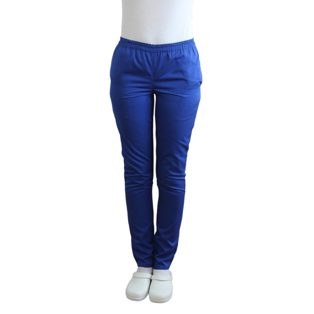 Pantaloni de lucru albastri cu elastic si doua buzunare laterale