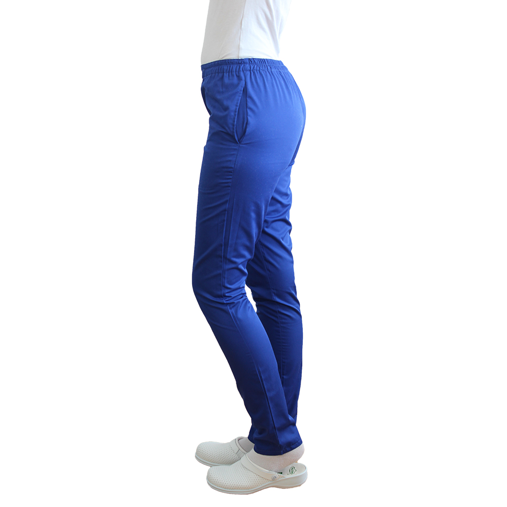 Pantaloni de lucru albastri cu elastic si doua buzunare laterale