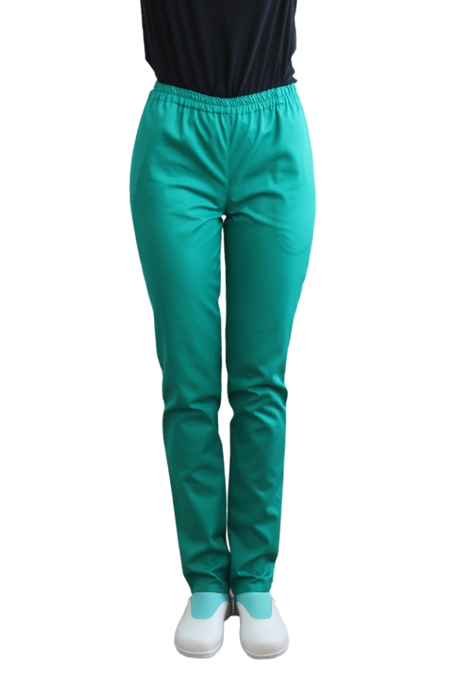 Pantaloni de lucru verde cu elastic si doua buzunare laterale