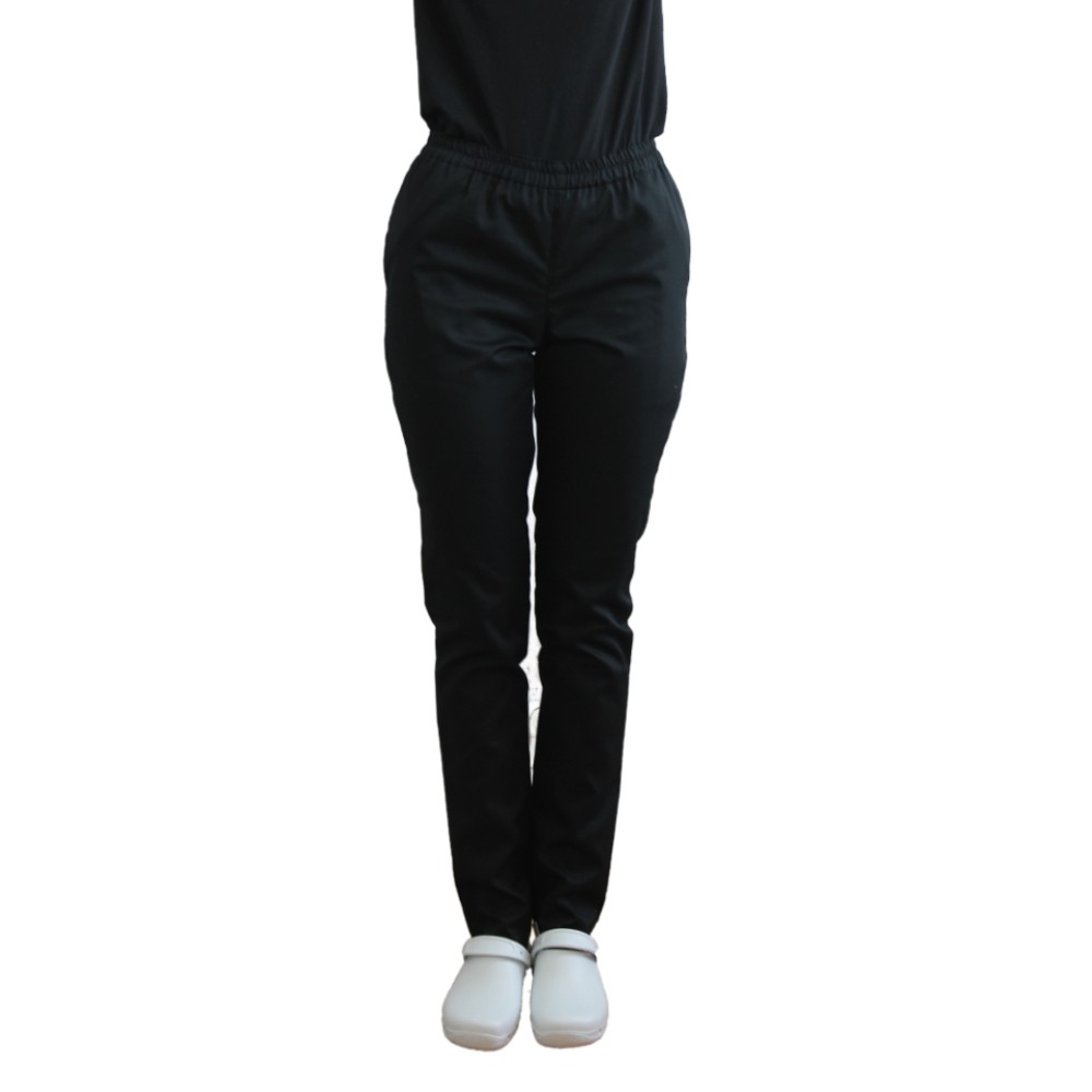Pantaloni de lucru negri cu elastic si doua buzunare laterale