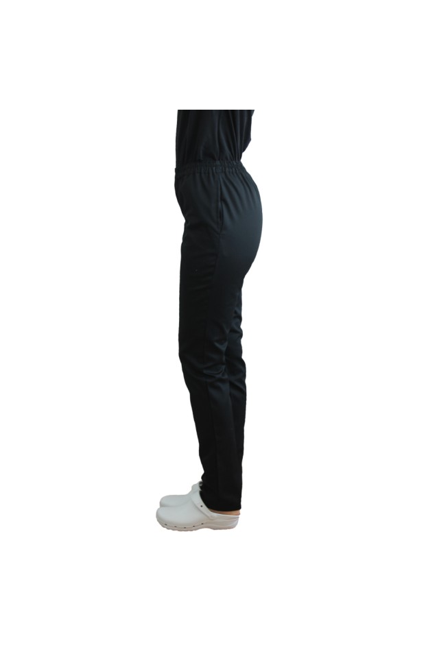 Pantaloni de lucru negri cu elastic si doua buzunare laterale