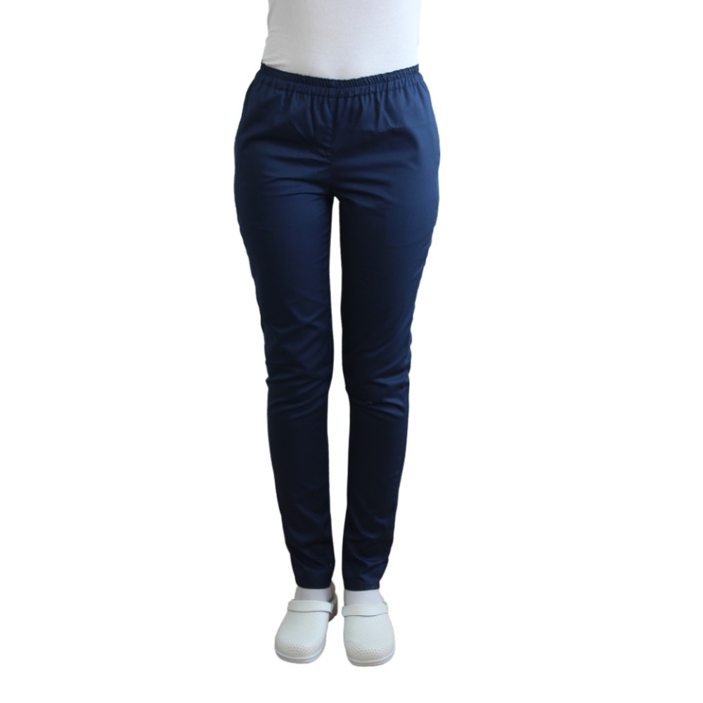 Pantaloni de lucru bleumarin cu elastic si doua buzunare laterale