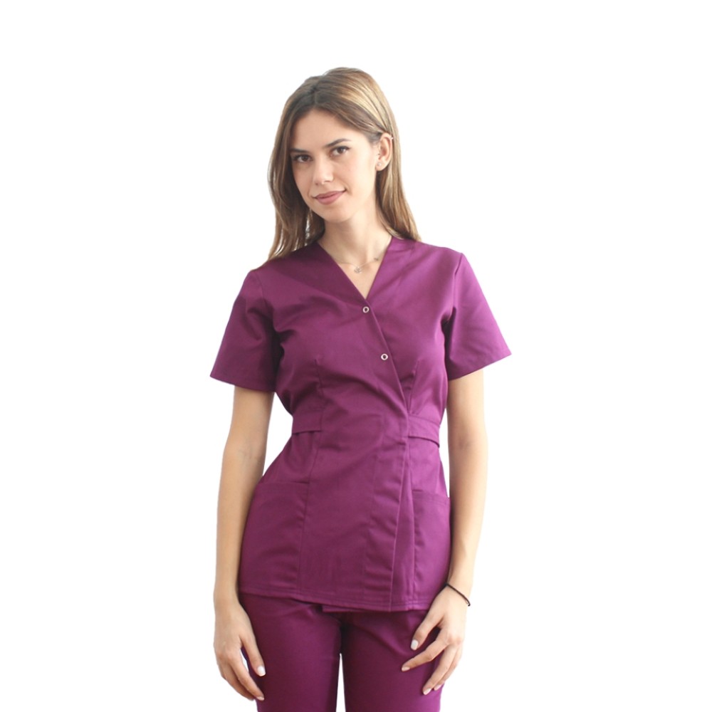 Costum receptionera visina, cu bluza tip kimono si pantaloni visina cu elastic