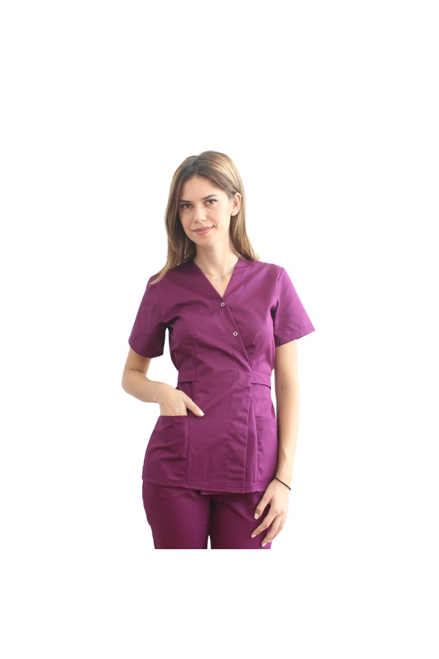 Halat pentru domeniul alimentar kimono visina cu doua buzunare aplicate 