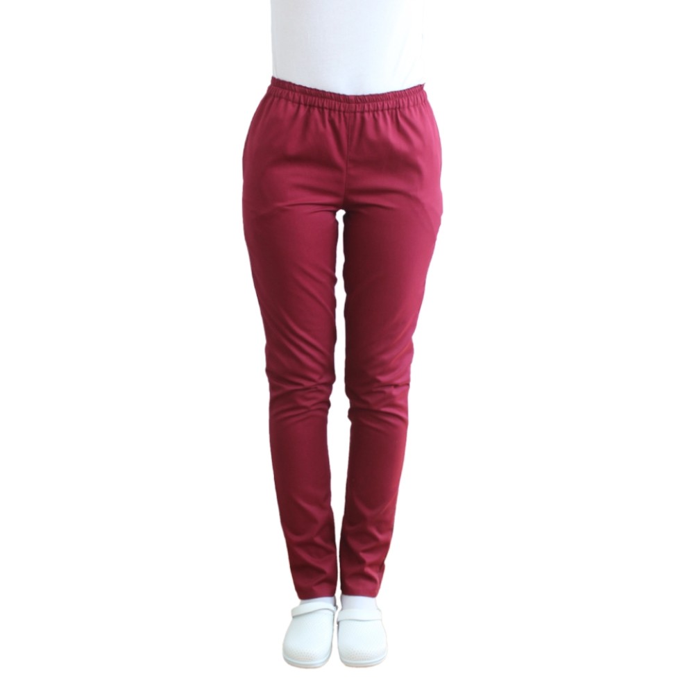 Pantaloni de lucru grena cu elastic si doua buzunare laterale