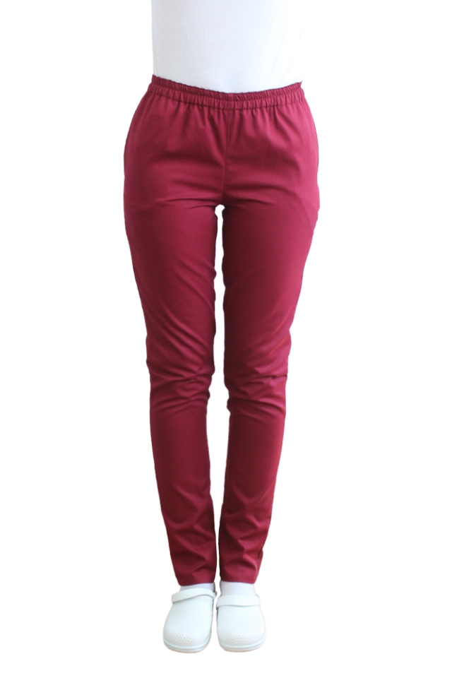 Pantaloni de lucru grena cu elastic si doua buzunare laterale