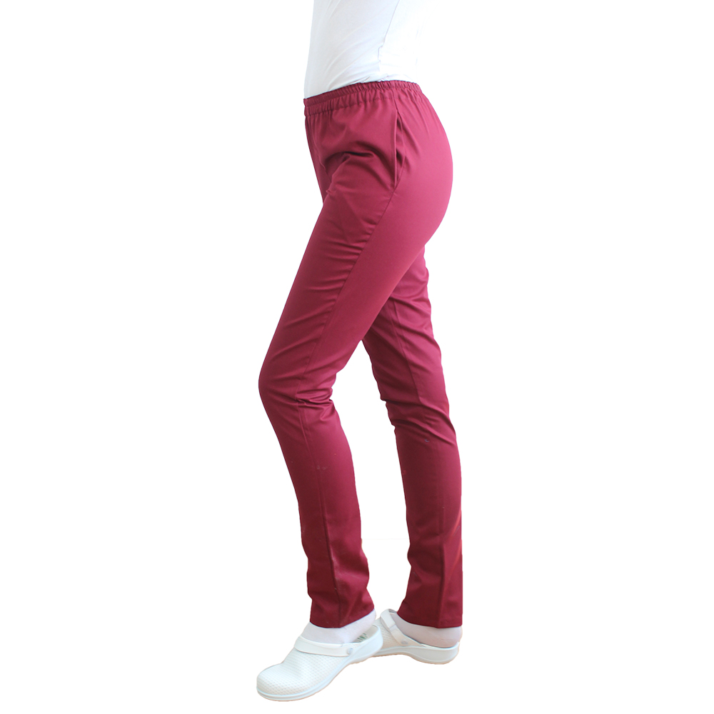 Pantaloni de lucru grena cu elastic si doua buzunare laterale