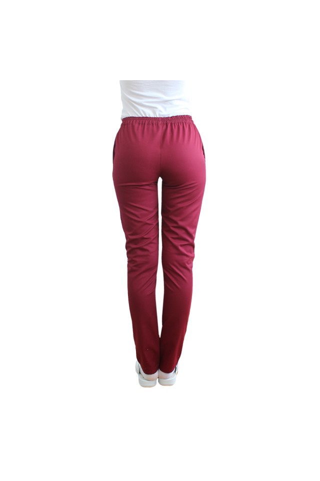 Pantaloni de lucru grena cu elastic si doua buzunare laterale