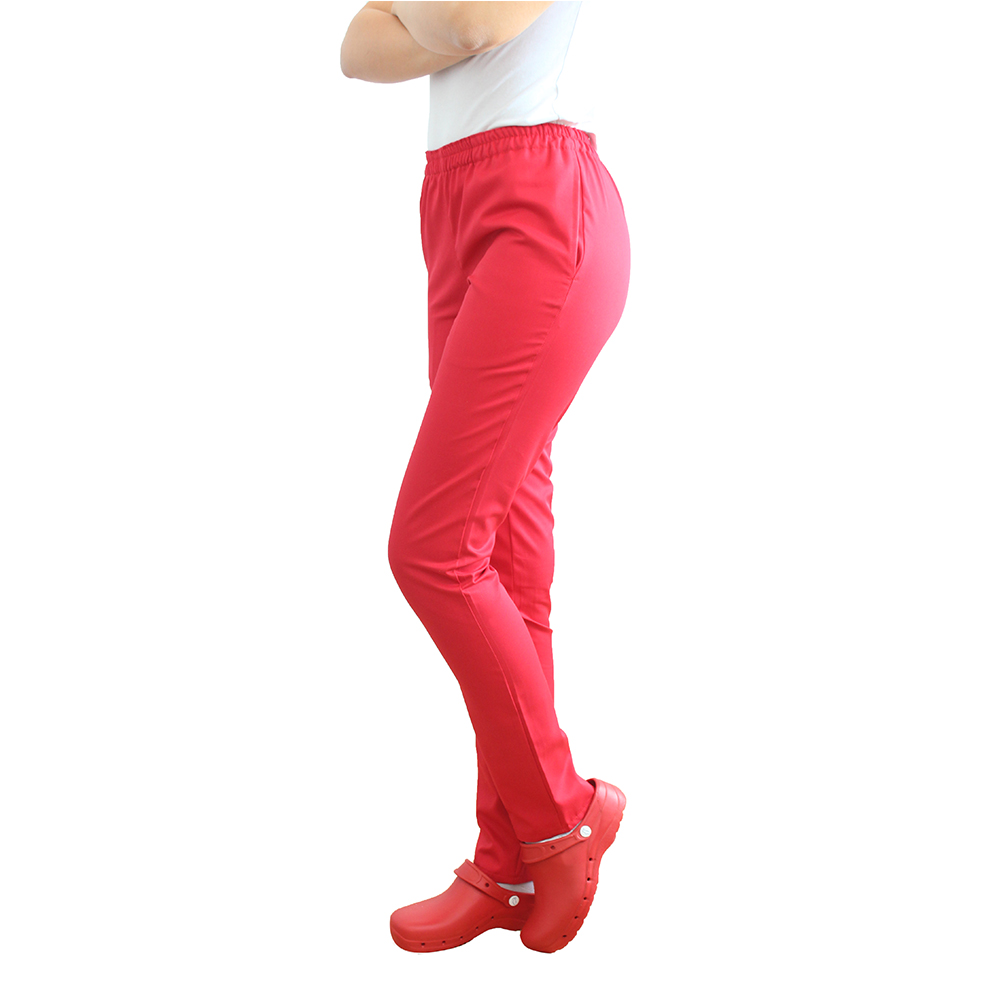 Pantaloni de lucru rosii cu elastic si doua buzunare laterale