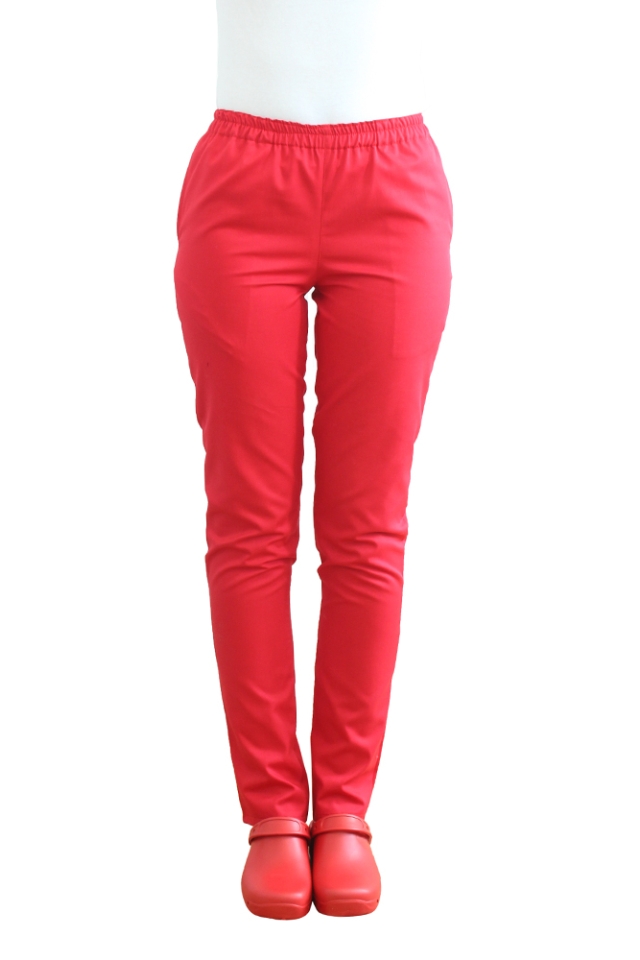 Pantaloni de lucru rosii cu elastic si doua buzunare laterale